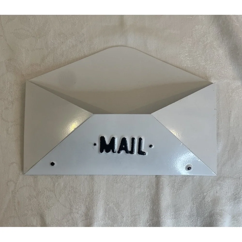 Barnyard Designs Enamel Metal‎ Mail Holder Wall Mount White Black 12
